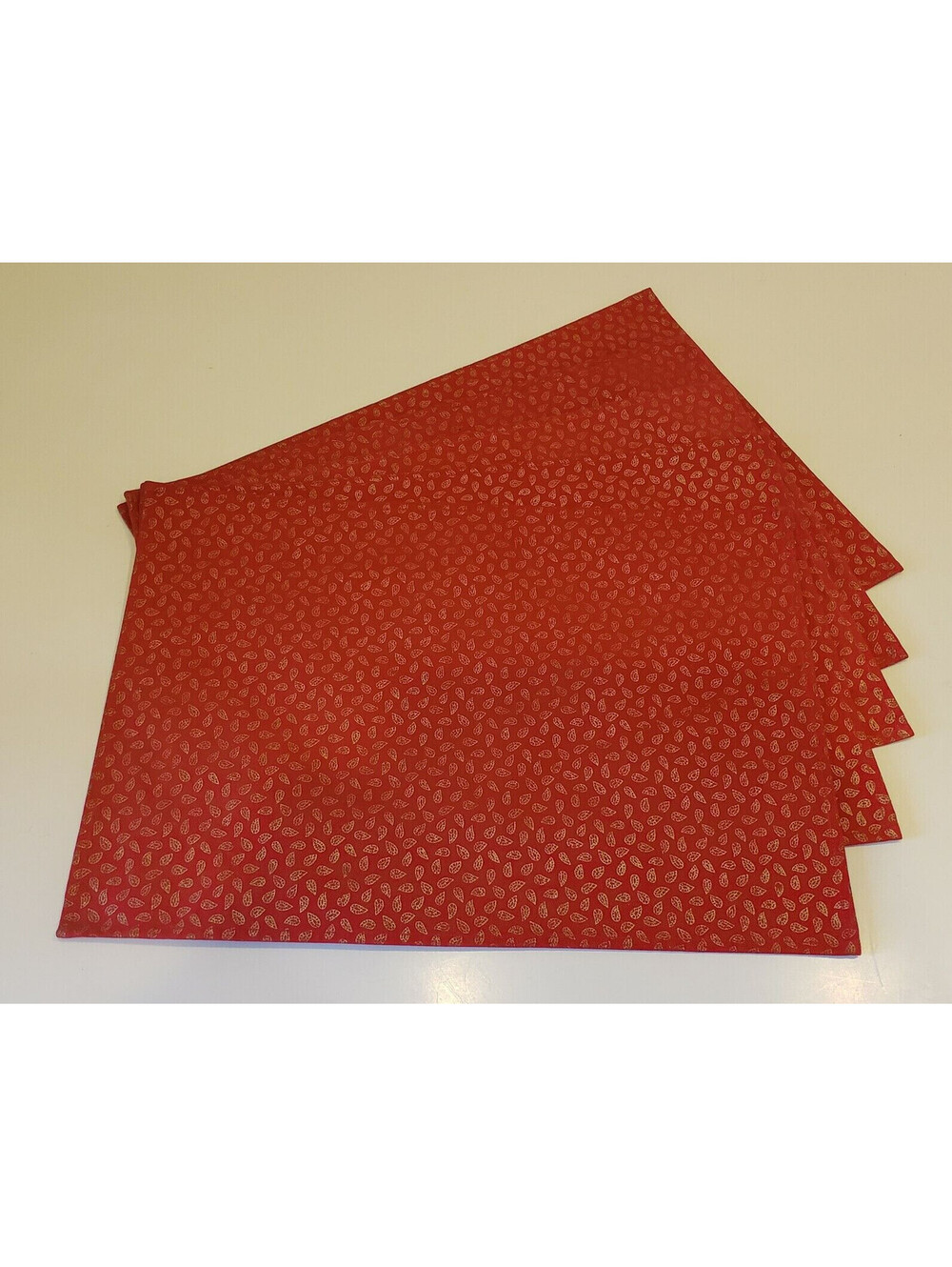 Pier 1 Placemats Red Gold Leaf Set of 5 Cotton Table Decor